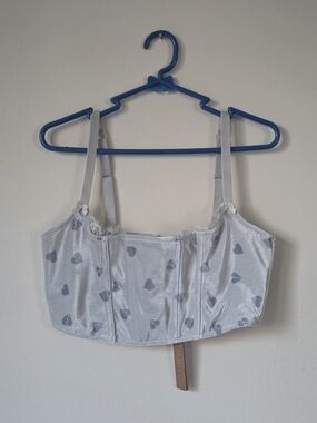 SKIMS Velvet Lace Corset Platinum Grey Heartbreaker NWT